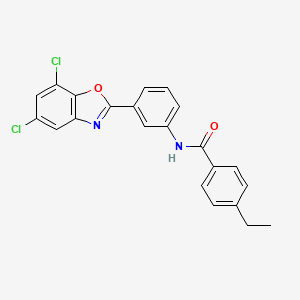 molecular formula C22H16Cl2N2O2 B11559633 N-[3-(5,7-dichloro-1,3-benzoxazol-2-yl)phenyl]-4-ethylbenzamide 