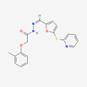 molecular formula C19H17N3O3S B11559638 2-(2-methylphenoxy)-N'-{(Z)-[5-(pyridin-2-ylsulfanyl)furan-2-yl]methylidene}acetohydrazide 