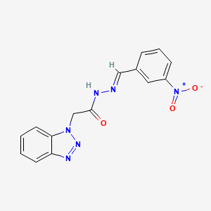 molecular formula C15H12N6O3 B11559655 2-(1H-benzotriazol-1-yl)-N'-[(E)-(3-nitrophenyl)methylidene]acetohydrazide 