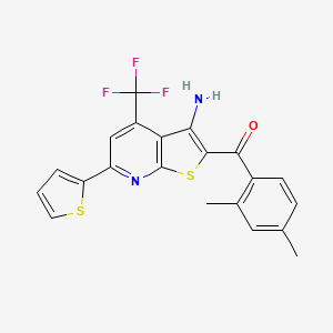 molecular formula C21H15F3N2OS2 B11559675 [3-Amino-6-(thiophen-2-yl)-4-(trifluoromethyl)thieno[2,3-b]pyridin-2-yl](2,4-dimethylphenyl)methanone 