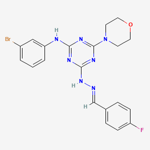 molecular formula C20H19BrFN7O B11559689 N-(3-bromophenyl)-4-[(2E)-2-(4-fluorobenzylidene)hydrazinyl]-6-(morpholin-4-yl)-1,3,5-triazin-2-amine 