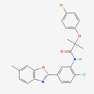 molecular formula C24H20BrClN2O3 B11559723 2-(4-bromophenoxy)-N-[2-chloro-5-(6-methyl-1,3-benzoxazol-2-yl)phenyl]-2-methylpropanamide 