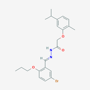 molecular formula C22H27BrN2O3 B11559765 N'-[(E)-(5-bromo-2-propoxyphenyl)methylidene]-2-[2-methyl-5-(propan-2-yl)phenoxy]acetohydrazide 