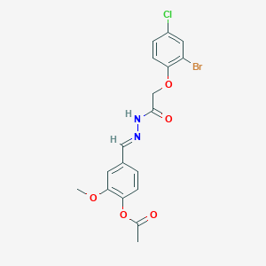 4-[(E)-{2-[(2-bromo-4-chlorophenoxy)acetyl]hydrazinylidene}methyl]-2-methoxyphenyl acetate