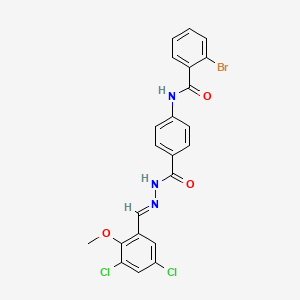 molecular formula C22H16BrCl2N3O3 B11559796 2-bromo-N-(4-{[(2E)-2-(3,5-dichloro-2-methoxybenzylidene)hydrazinyl]carbonyl}phenyl)benzamide 