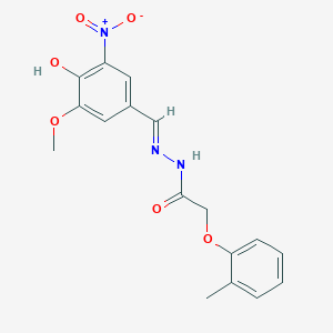 N'-[(E)-(4-hydroxy-3-methoxy-5-nitrophenyl)methylidene]-2-(2-methylphenoxy)acetohydrazide