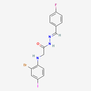 2-[(2-Bromo-4-iodophenyl)amino]-N'-[(E)-(4-fluorophenyl)methylidene]acetohydrazide