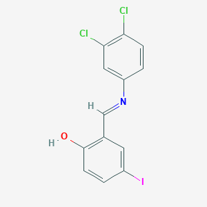 molecular formula C13H8Cl2INO B11559802 2-[(E)-[(3,4-Dichlorophenyl)imino]methyl]-4-iodophenol 