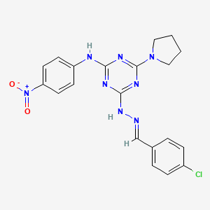 4-[(2E)-2-(4-chlorobenzylidene)hydrazinyl]-N-(4-nitrophenyl)-6-(pyrrolidin-1-yl)-1,3,5-triazin-2-amine