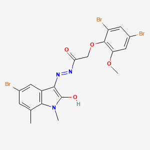 N'-[(3E)-5-bromo-1,7-dimethyl-2-oxo-1,2-dihydro-3H-indol-3-ylidene]-2-(2,4-dibromo-6-methoxyphenoxy)acetohydrazide