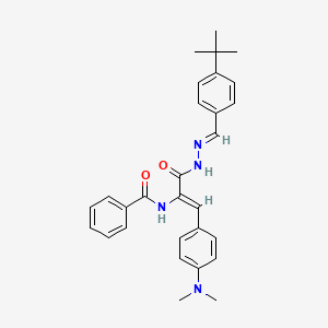 molecular formula C29H32N4O2 B11559838 N-{(1Z)-3-[(2E)-2-(4-tert-butylbenzylidene)hydrazinyl]-1-[4-(dimethylamino)phenyl]-3-oxoprop-1-en-2-yl}benzamide 