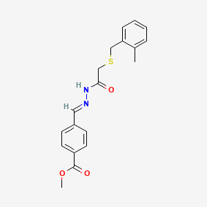 molecular formula C19H20N2O3S B11559865 methyl 4-[(E)-(2-{[(2-methylbenzyl)sulfanyl]acetyl}hydrazinylidene)methyl]benzoate 