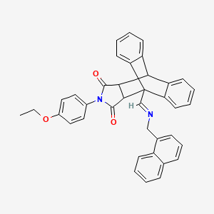 molecular formula C38H30N2O3 B11559868 17-(4-ethoxyphenyl)-1-{(E)-[(naphthalen-1-ylmethyl)imino]methyl}-17-azapentacyclo[6.6.5.0~2,7~.0~9,14~.0~15,19~]nonadeca-2,4,6,9,11,13-hexaene-16,18-dione (non-preferred name) 