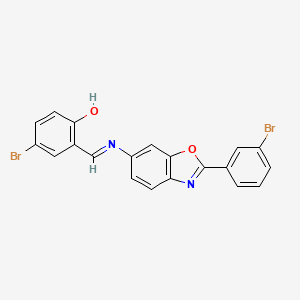 molecular formula C20H12Br2N2O2 B11559869 4-bromo-2-[(E)-{[2-(3-bromophenyl)-1,3-benzoxazol-6-yl]imino}methyl]phenol 