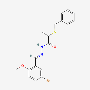 molecular formula C18H19BrN2O2S B11559926 2-(benzylsulfanyl)-N'-[(E)-(5-bromo-2-methoxyphenyl)methylidene]propanehydrazide 