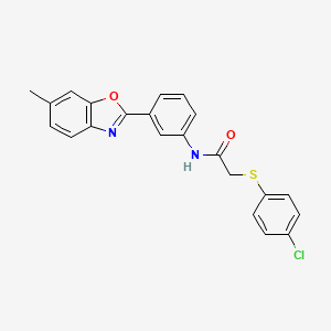 2-[(4-chlorophenyl)sulfanyl]-N-[3-(6-methyl-1,3-benzoxazol-2-yl)phenyl]acetamide