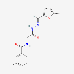 3-fluoro-N-(2-{(2E)-2-[(5-methylfuran-2-yl)methylidene]hydrazinyl}-2-oxoethyl)benzamide (non-preferred name)