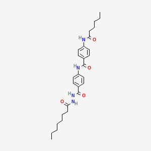 molecular formula C28H38N4O4 B11560010 4-(hexanoylamino)-N-{4-[(2-octanoylhydrazinyl)carbonyl]phenyl}benzamide 