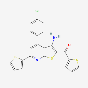 molecular formula C22H13ClN2OS3 B11560011 [3-Amino-4-(4-chlorophenyl)-6-(thiophen-2-yl)thieno[2,3-b]pyridin-2-yl](thiophen-2-yl)methanone 