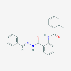 molecular formula C22H19N3O2 B11560024 N-(2-{[(2E)-2-benzylidenehydrazinyl]carbonyl}phenyl)-2-methylbenzamide 