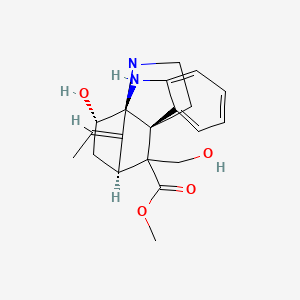 molecular formula C21H26N2O4 B1156003 methyl (1S,9R,10S,12S,13E)-13-ethylidene-10-hydroxy-18-(hydroxymethyl)-8,15-diazapentacyclo[10.5.1.01,9.02,7.09,15]octadeca-2,4,6-triene-18-carboxylate CAS No. 60048-88-6