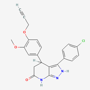 molecular formula C22H18ClN3O3 B11560065 3-(4-Chlorophenyl)-4-(3-methoxy-4-prop-2-ynoxyphenyl)-1,2,4,5-tetrahydropyrazolo[3,4-b]pyridin-6-one 