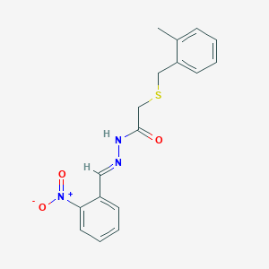 molecular formula C17H17N3O3S B11560073 2-[(2-methylbenzyl)sulfanyl]-N'-[(E)-(2-nitrophenyl)methylidene]acetohydrazide 