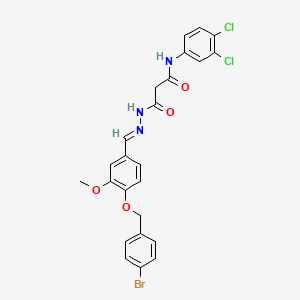 molecular formula C24H20BrCl2N3O4 B11560083 3-[(2E)-2-{4-[(4-bromobenzyl)oxy]-3-methoxybenzylidene}hydrazinyl]-N-(3,4-dichlorophenyl)-3-oxopropanamide 