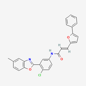 molecular formula C27H19ClN2O3 B11560092 (2E)-N-[4-chloro-3-(5-methyl-1,3-benzoxazol-2-yl)phenyl]-3-(5-phenylfuran-2-yl)prop-2-enamide 