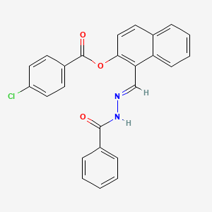 molecular formula C25H17ClN2O3 B11560096 1-{(E)-[2-(phenylcarbonyl)hydrazinylidene]methyl}naphthalen-2-yl 4-chlorobenzoate 