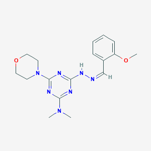 molecular formula C17H23N7O2 B11560105 4-[(2Z)-2-(2-methoxybenzylidene)hydrazinyl]-N,N-dimethyl-6-(morpholin-4-yl)-1,3,5-triazin-2-amine 