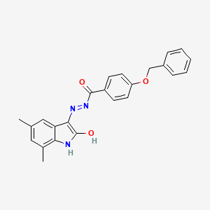 4-(benzyloxy)-N'-[(3Z)-5,7-dimethyl-2-oxo-1,2-dihydro-3H-indol-3-ylidene]benzohydrazide