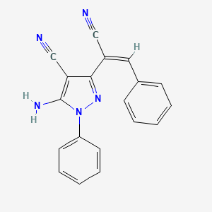 molecular formula C19H13N5 B11560134 5-amino-3-[(E)-1-cyano-2-phenylethenyl]-1-phenyl-1H-pyrazole-4-carbonitrile 