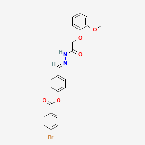 molecular formula C23H19BrN2O5 B11560135 4-((E)-{2-[2-(2-methoxyphenoxy)acetyl]hydrazono}methyl)phenyl 4-bromobenzoate 