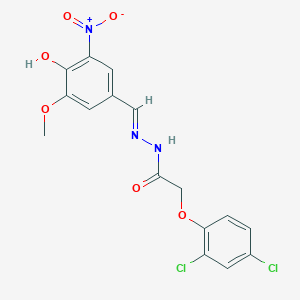 molecular formula C16H13Cl2N3O6 B11560144 2-(2,4-dichlorophenoxy)-N'-[(E)-(4-hydroxy-3-methoxy-5-nitrophenyl)methylidene]acetohydrazide 