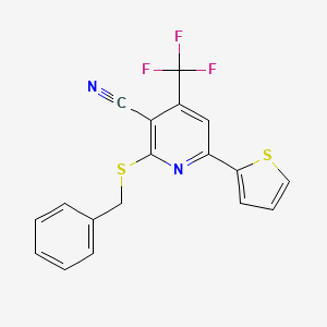 2-(Benzylsulfanyl)-6-(thiophen-2-yl)-4-(trifluoromethyl)pyridine-3-carbonitrile