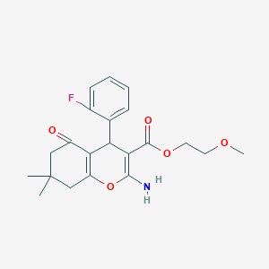 2-methoxyethyl 2-amino-4-(2-fluorophenyl)-7,7-dimethyl-5-oxo-5,6,7,8-tetrahydro-4H-chromene-3-carboxylate