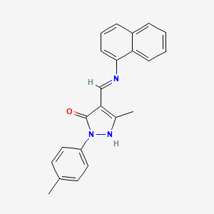 molecular formula C22H19N3O B11560262 5-methyl-2-(4-methylphenyl)-4-[(naphthalen-1-ylamino)methylidene]-2,4-dihydro-3H-pyrazol-3-one 