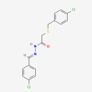 molecular formula C16H14Cl2N2OS B11560309 2-[(4-chlorobenzyl)sulfanyl]-N'-[(E)-(4-chlorophenyl)methylidene]acetohydrazide 