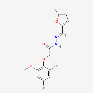 molecular formula C15H14Br2N2O4 B11560328 2-(2,4-dibromo-6-methoxyphenoxy)-N'-[(E)-(5-methylfuran-2-yl)methylidene]acetohydrazide 