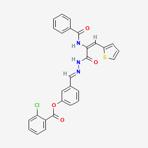 3-[(E)-{2-[(2E)-2-[(phenylcarbonyl)amino]-3-(thiophen-2-yl)prop-2-enoyl]hydrazinylidene}methyl]phenyl 2-chlorobenzoate