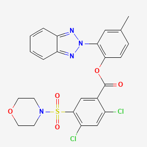 molecular formula C24H20Cl2N4O5S B11560358 2-(2H-benzotriazol-2-yl)-4-methylphenyl 2,4-dichloro-5-(morpholin-4-ylsulfonyl)benzoate 