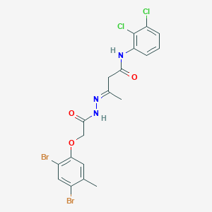 (3E)-3-{2-[(2,4-dibromo-5-methylphenoxy)acetyl]hydrazinylidene}-N-(2,3-dichlorophenyl)butanamide