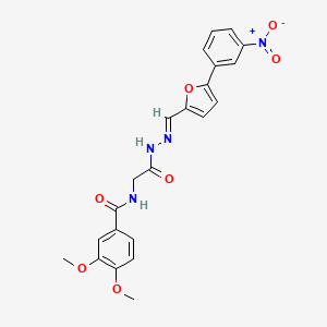 molecular formula C22H20N4O7 B11560402 3,4-Dimethoxy-N-({N'-[(E)-[5-(3-nitrophenyl)furan-2-YL]methylidene]hydrazinecarbonyl}methyl)benzamide 