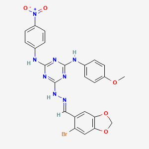 6-{(2E)-2-[(6-bromo-1,3-benzodioxol-5-yl)methylidene]hydrazinyl}-N-(4-methoxyphenyl)-N'-(4-nitrophenyl)-1,3,5-triazine-2,4-diamine