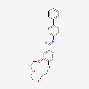 molecular formula C25H25NO4 B11560447 N-[(E)-2,3,5,6,8,9-hexahydro-1,4,7,10-benzotetraoxacyclododecin-12-ylmethylidene]biphenyl-4-amine 