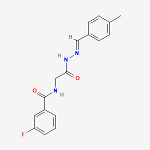 molecular formula C17H16FN3O2 B11560451 3-Fluoro-N-({N'-[(E)-(4-methylphenyl)methylidene]hydrazinecarbonyl}methyl)benzamide 