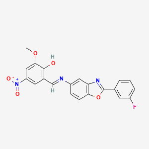 2-[(E)-{[2-(3-fluorophenyl)-1,3-benzoxazol-5-yl]imino}methyl]-6-methoxy-4-nitrophenol