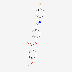 molecular formula C21H16BrNO3 B11560467 4-[(E)-[(4-Bromophenyl)imino]methyl]phenyl 4-methoxybenzoate 