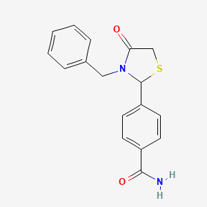 molecular formula C17H16N2O2S B11560474 4-(3-Benzyl-4-oxo-1,3-thiazolidin-2-yl)benzamide 